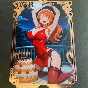 Tarjeta de metal dorado Goddess Story - ¡Número de serie #/200! Anime Waifu Nami Girl - Imagen 1 de 6