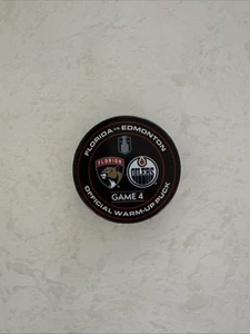 2025 Stanley Cup Game 4 Warm Up Puck - Edmonton Oilers vs Florida Panthers - Picture 1 of 2