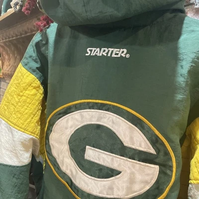 Chaqueta Pullover Vintage Años 90 NFL Starter Green Bay Packers 1/2 Cremallera Con Capucha Talla M + Foto 1 de 4