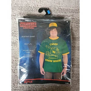 Stranger Things T- Shirt Dustin Camp Know Where - Adult L/XL Costume Halloween - Picture 1 of 5