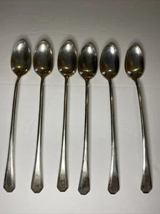 6 lange Eisteelöffel WM Rogers Sons AA Silber Teller Besteck Vintage Sommer - Bild 1 von 2