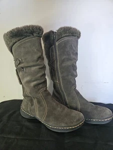 Womens Boots Bare Traps 7.5 M Eventure Tall Winter 5324991 Suede Brown Faux Fur - Picture 1 of 11