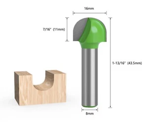 Carbide Profile Cutter Round Cove 8mm Rad 16mm D 8mm Shank Tool CNC Router MDF - Picture 1 of 1