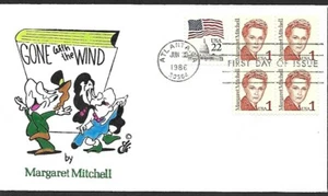 USA 1986 HAND PAINTED RICHARD ELLIS ANIMATED FIRST DAY COVER MARGARET MITCHELL - Picture 1 of 1
