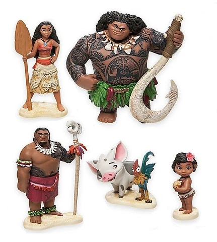 5pc Moana Maui Hei Hei Pua Playset 5 Figure Cake Topper Toy Doll Set Birthday Cover