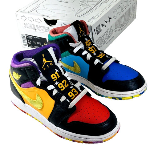 Nike Air Jordan 1 Mid SS GS Six Championships FD1317 007 Sneakers 4Y Multicolore