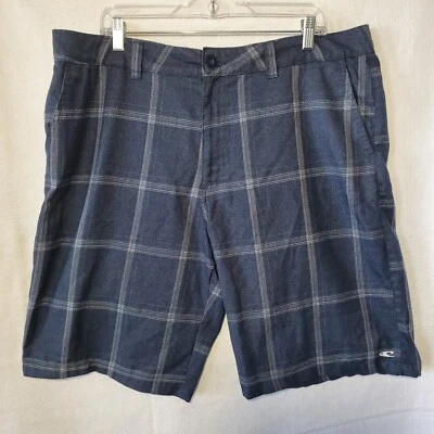 O'neill Shorts Mens 38 Blue Check Chino Golfing Golfer Golf Casual Pockets  - Image 1 of 4