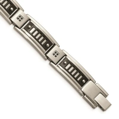 Stainless Steel Polished Black IP-plated with Black CZ Bracelet - Image 1 of 4