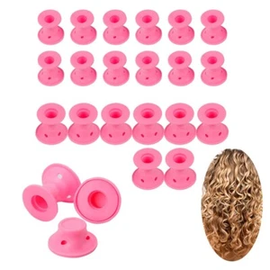 TRIXES Pink Silicone Hair Curlers x24 For Mermaid Curls Waves - Picture 1 of 7