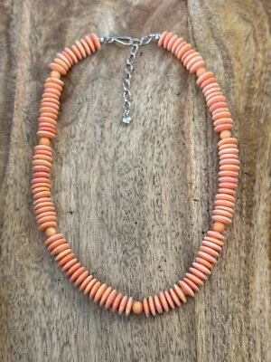 "Collar Jay King DTR plata esterlina salmón coral disco cuentas 18""" Foto 1 de 4