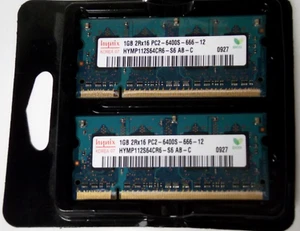 2-1Gb RAM Hynix Memory Inserts 2Rx16 PC2-6400S-666-12 HYMP112S64CR6-S6 AB-C 0927 - Picture 1 of 2