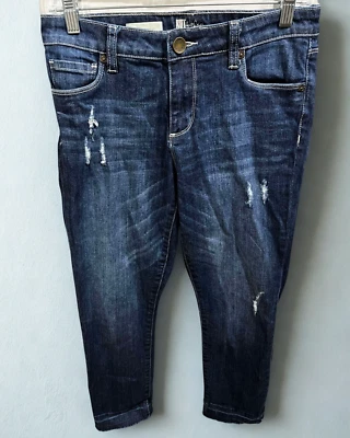 Kut From The Kloth Jeans Womens 2 Reese Ankle Straight Blue Distressed Denim Y2K - Image 1 of 4