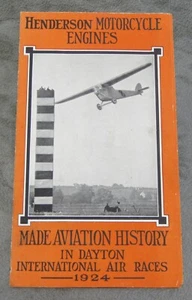 1924 Henderson Motorcycle Engines Aviation History Dayton Air Races Brochure WOW - Picture 1 of 3