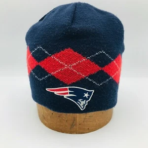 Cappello da neve New England Patriots NFL berretto berretto Reebok Argyle blu rosso taglia unica - Foto 1 di 8