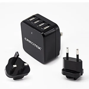 Ennotek 34W 4 Port USB Charger Plug UK EU US Travel 5V 6.8A Mains Adapter - Picture 1 of 7