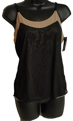 Mujeres Doble Forrado Sexy Malla Transparente Elástica Cami Correa Prendas para dormir Camisola L-XL Foto 1 de 4