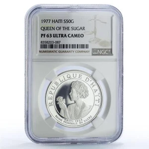 Haiti 50 gourdes World Queen of Sugar Cane History PF63 NGC silver coin 1977 - Picture 1 of 2