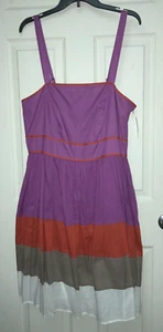 Neu Jessica Simson Baumwolle Sommerkleid 14 14W beere lila Multi $ 118 Neu mit Etikett - Bild 1 von 5
