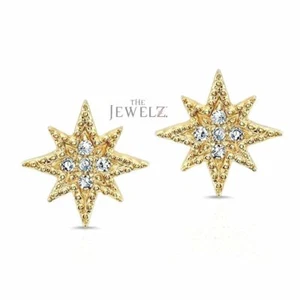 14K Gold 0.15 CT VS/F-G Diamond Starburst Stud Earrings Christmas Gift Jewelry - Picture 1 of 4