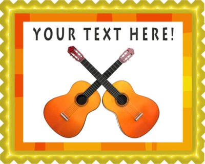 EDIBLE PRINTS ON CAKE INC. Two Guitars Crossed - Edible Cake Topper or Cupcake Topper