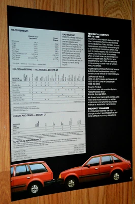 1983 FORD OPÇÕES DE ESCOLTA/CORES ANÚNCIO REVENDEDOR ORIGINAL IMPRESSO ANÚNCIO-83 - Imagem 1 de 2