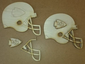 Kansas City Chiefs unfinished helmet wood cutouts (set of 2) - Picture 1 of 1