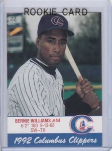 BERNIE WILLIAMS ROOKIE CARD 1992 RARE RC Cracker Jack Baseball COLUMBUS CLIPPERS - Picture 1 of 2