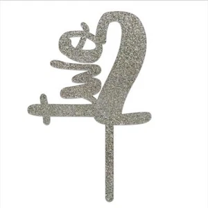 Cake Topper Pick Make A Wish Silber Glitzer Zahl 2 Acryl Cupcake Deko - Bild 1 von 1