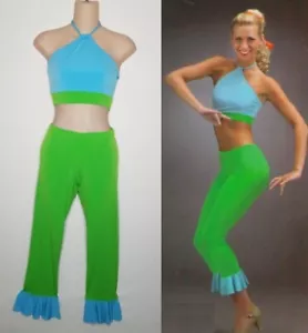 Costume da ballo Heat Wave Crop Top e pantaloni Capri Tap Jazz CM, CL, AS, AL, AXL nuovo - Foto 1 di 9