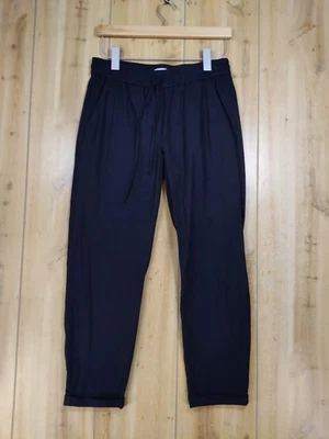 Pantalones para mujer J.Crew de mezcla de algodón de lino 2 negros cintura elástica Foto 1 de 4