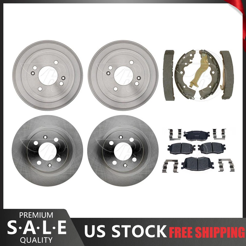 Rotores de freio e pastilhas de cerâmica Hyundai Accent 2007-2011 + tambores e sapatas de freio - Imagem 1 de 4