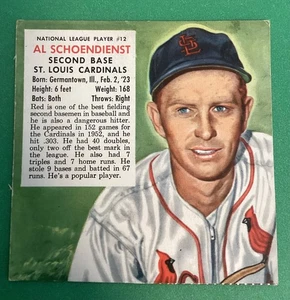1953 Red Man #NL12 AL SCHOENDIENST St Louis Cardinals (creasing) - Picture 1 of 2