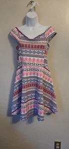Retro Stretchy Derek Heart Skater Style Flare Dress M - Bild 1 von 4