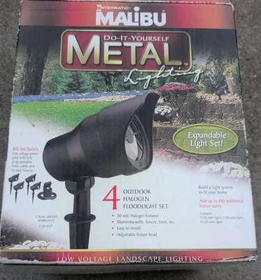 Intermatic Malibu  CL10304T Low Voltage Outdoor 4 Floodlight Set  Timer Wire New - Image 1 of 4