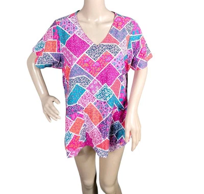 Vera Bradley Scrub Top Large Women's Multicolor Floral Medical Nurse Doctor - Image 1 of 4