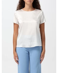 Emporio Armani Silk Short Sleeve Blouse Women White Tops - Picture 1 of 4