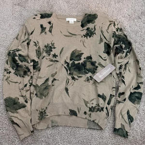 Suéter Jones New York Vintage Nuevo con Etiquetas Lana de Cordero Angora Para Mujer - Talla L Floral Beige - Imagen 1 de 6