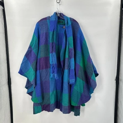 Avoca Collection Ireland Wool Cape Poncho Large Plaid Lagenlook with Scarf - Image 1 of 4