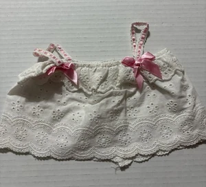 Build A Bear BAB White Eyelet Top With Pink Bows - Picture 1 of 4