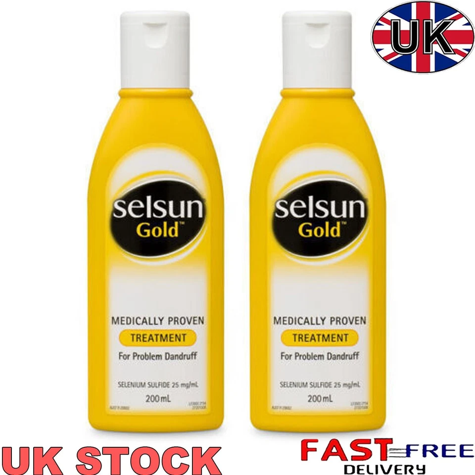 2X SELSUN Gold Anti-Dandruff Shampoo 200mL Deep Cleansing Selenium Sulfide 2.5%