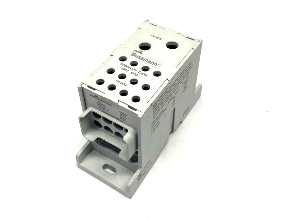 Bussmann PDBFS377 Power Distribution Block 600V AC/DC 570A, 1/8 Hex & 1/4 Hex - Image 1 of 4