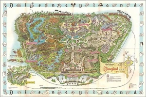 Vintage 1962 Disneyland detaillierte Karte Erinnerungsstücke Poster 12x18 - Bild 1 von 1