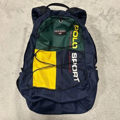 Authentic Polo Sport Ralph Lauren Backpack Nylon Logo Made in USA Navy Green JP - Image 1 of 4