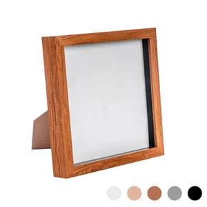 3D Box Photo Frame Standing Hanging Craft Shadow Frames 8 x 8" Dark Wood - Picture 1 of 7