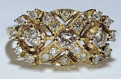 Anel de ouro 14k sólido diamante natural 4,26 gramas - tamanho 7 *GIA - Imagem 1 de 4