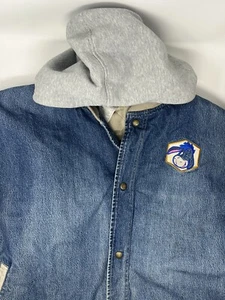 Vintage Disney Eeyore Cloudy & Gloomy Denim Hooded Varsity Jacket (XXL) - Picture 1 of 7