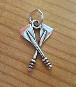 Sterling Silber 3D 15x20mm Ruderboot Kajak Ruder Paddel Sterlingsilber Charm - Bild 1 von 5