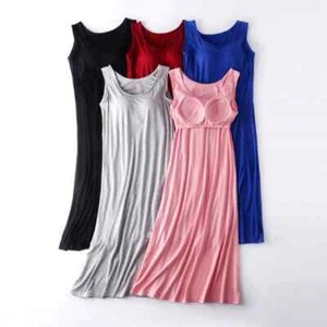 Sexy Sleepwear Women New Vest Dress Woman Chest Bra Padded Nightgowns - Picture 1 of 27