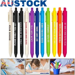 11PCS Funny Pens Swear Word Pen Set Ink Writing Pen Funny Office Diary Gift - Picture 1 of 10
