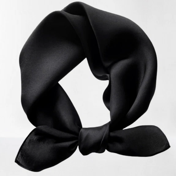 100% Silk 20" small Scarf  neckerchief Women Wrap solid black -- - Image 1 of 1